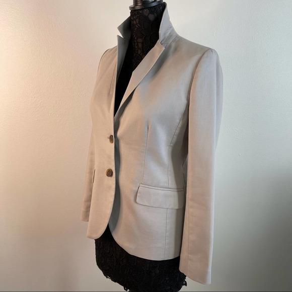 J.Crew Cotton Blazer Lined Pockets Buttons Size 4 Small Neutral Capsule Basic - Picture 4 of 16